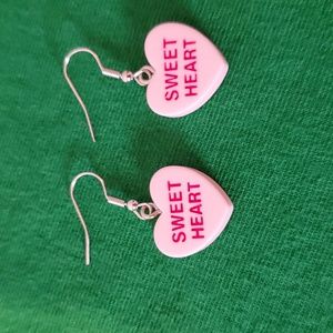 Pink Pierced "Sweetheart" Heart Earrings
